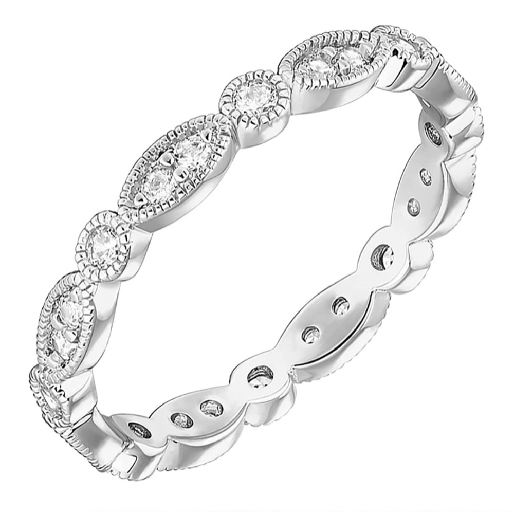 14k White Gold Plated Vintage Style Ring